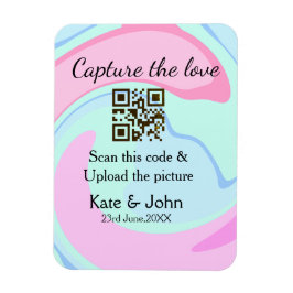 Íman Capture o amor adicione QR scan mármore rosa azul 
