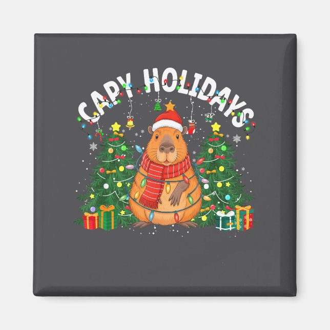 Íman Capy Holidays Capybara Santa Hat Xmas Men Women Ki (Frente)
