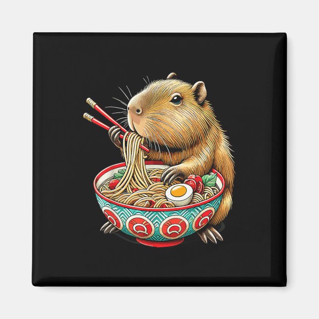 Íman Capybara ama Noodle Capybara comendo Ram Japonês (Frente)