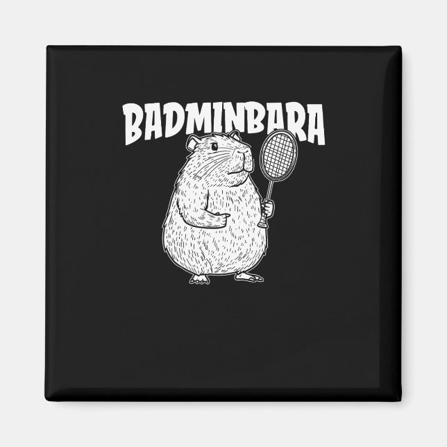 Íman Capybara Badminton Shuttle - Jogadora Racket Badmi (Frente)