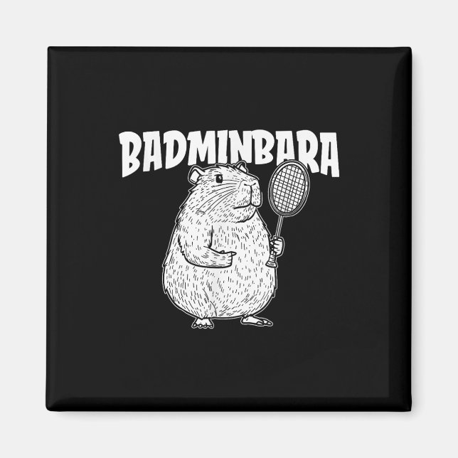 Íman Capybara Badminton Shuttle - Jogadora Racket Badmi (Frente)