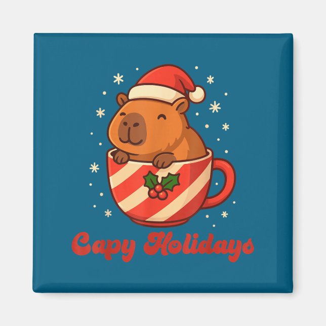 Íman Capybara Christmas Shirt, Funny Capy Holidays  (Frente)