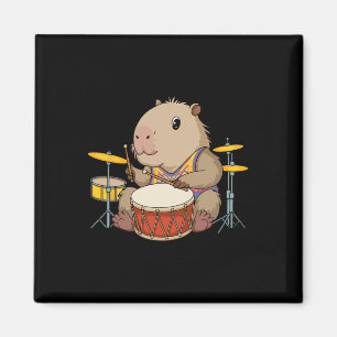Íman Capybara Drummer Jogando Drums Rodents Funny Capyb