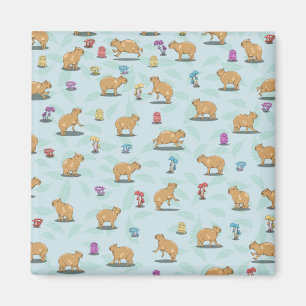 Íman Capybara e padrão de cogumelos