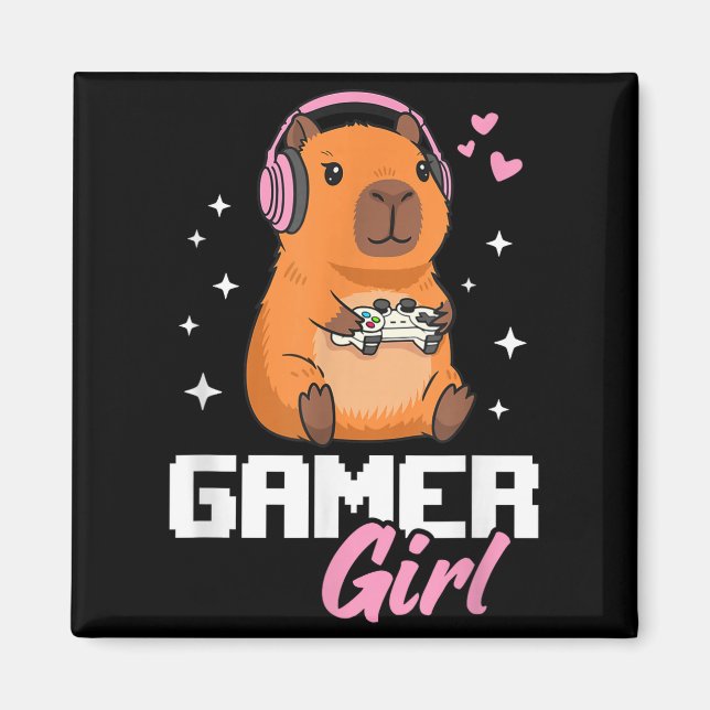 Íman Capybara Gamer Girl Gaming  (Frente)