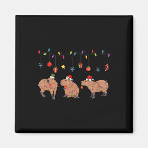 Íman Capybara Merry Christmas Capybaras Lover Funny Bon