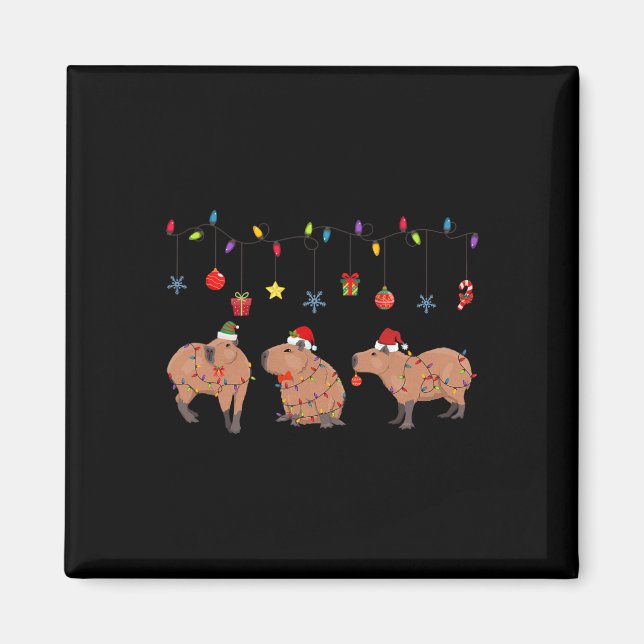 Íman Capybara Merry Christmas Capybaras Lover Funny Bon (Frente)