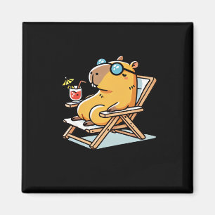 Íman Capybara Na Palavra De Relaxação Tropical De Praia