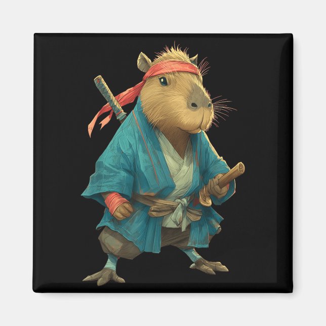 Íman Capybara Ninja Samurai Japan Funny Japanese Graphi (Frente)