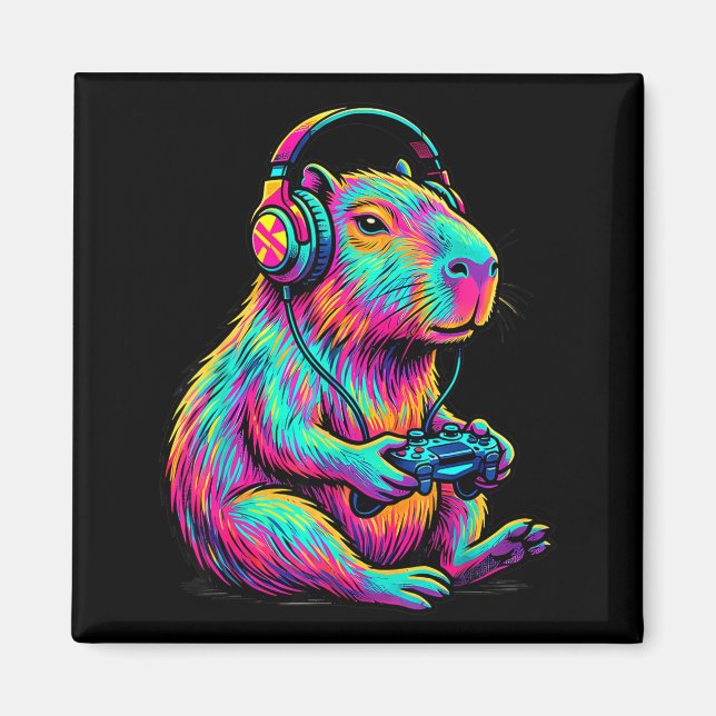 Íman Capybara Video Games Gamer Funny Gaming Graphic Ki (Frente)