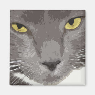Íman Cara cinzenta artística do gato