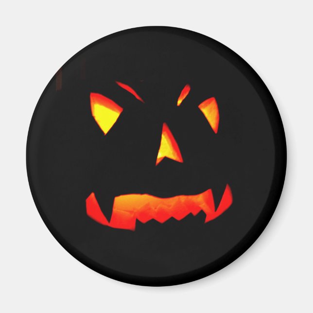 Íman Cara De Abóbora De Halloween Assustada (Frente)