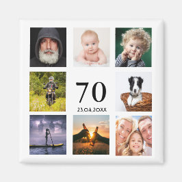 Íman cara de colagem de fotos com festa de aniversário