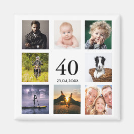 Íman cara de colagem de fotos de aniversário de 40 anos