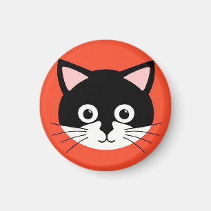 Íman Cara de Gato Fofa Ilustração Vibrante