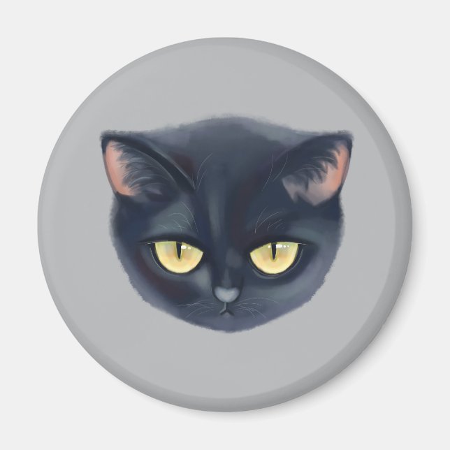 Íman Cara de Gato Preto Fofo (Frente)