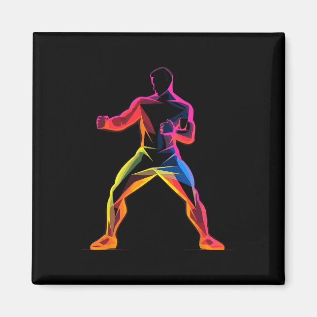 Íman Cara de Kickboxing Estilo Cartoon Kickboxer Savate (Frente)