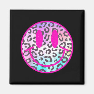 Íman Cara de Sorriso de Leopardo Rosa Camiseta Preppy T