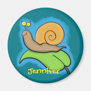 Íman Caracol feliz, colorido bonito em um ímã da folh