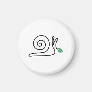 Íman Caracol Minimalista Arte de Linha Única com Folha