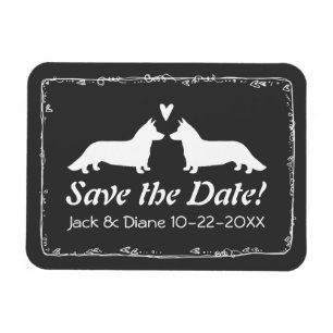 Íman Cardigan Corgis Casamento Salvar a Data