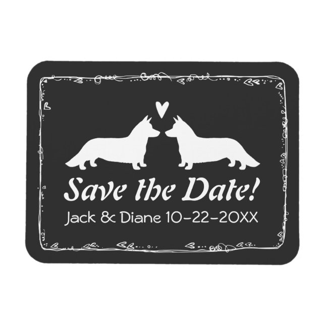 Íman Cardigan Corgis  Casamento Salvar a Data (Horizontal)