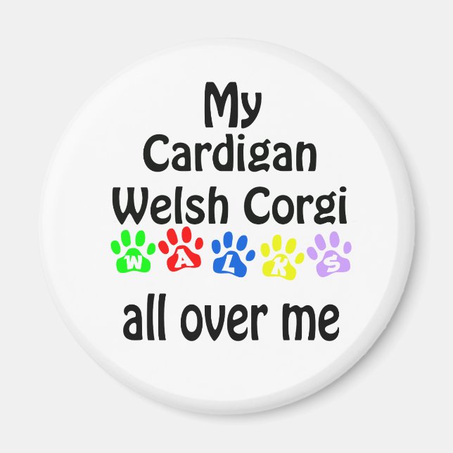 Íman Cardigan Welsh Corgi Walks Design (Frente)