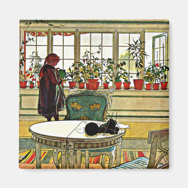 Íman Carl Larsson - Flores em uma janela (Frente)