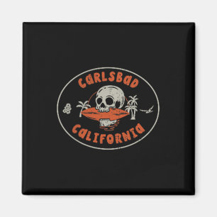 Íman Carlsbad California Ca Skull Surf Tatuagem Front&a