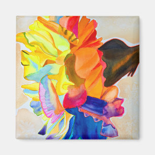 Íman Carnation Neon flor aquarela