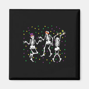 Íman Carnaval de Jester Skeleton dançando em Mardi Gras