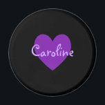 Íman Caroline em Roxo<br><div class="desc">Bonito design de nome de coração roxo para Caroline. Um presente bonito para as meninas.</div>