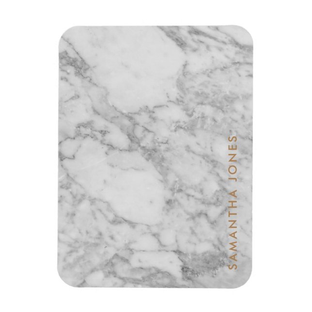 Íman Carrara Branca Marble Clássico Dourado Personaliza (Vertical)