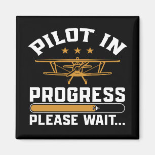 Íman Carregando Piloto… Aviação de Biplano Vintage Engr