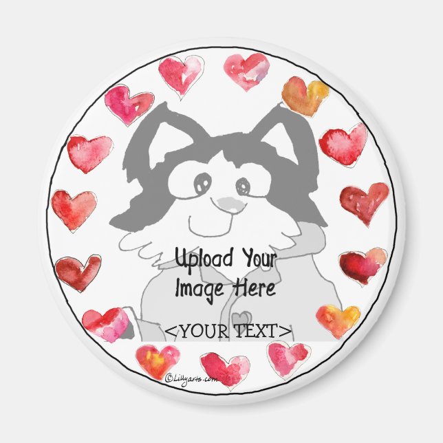 Íman Carregar Fotografias Corações Personalizados (Frente)