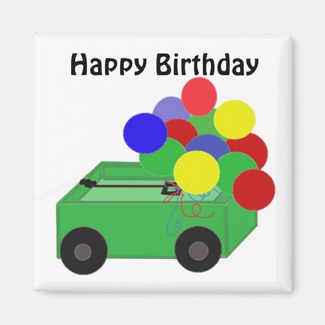 Íman Carrinho de Aniversário Feliz (Frente)
