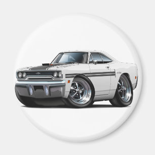 Íman Carro 1970 Branco-Preto de Plymouth GTX