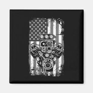 Íman Carro Antigo com Pistão da Bandeira Americana Humo