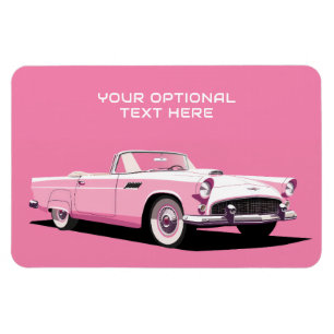 Íman Carro Clássico Rosa de Texto Personalizado