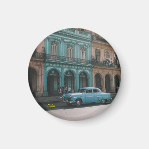 Íman Carro Clássico Turquesa Antigo Havana Cuba Colonia