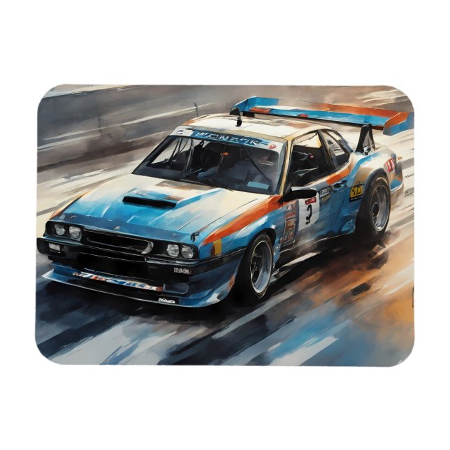 Íman Carro de Corrida Azul esportivo (Horizontal)