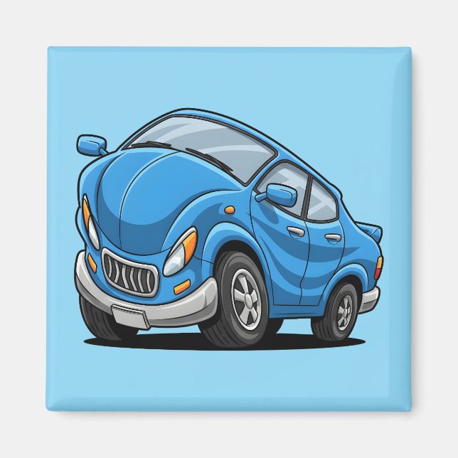 Íman Carro de Desenho Animado Azul Deformado Automático (Frente)