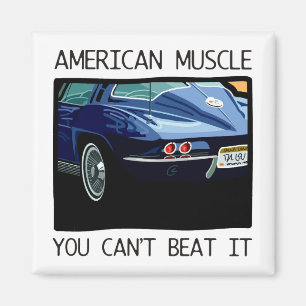 Íman Carro muscular americano, clássico e azul-vintage