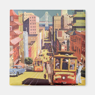 Íman Carros a cabo Poster de viagens vintage São Franc
