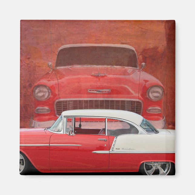 Íman Carros Clássicos Chevy Bel Air Dodge Red White Vin (Frente)