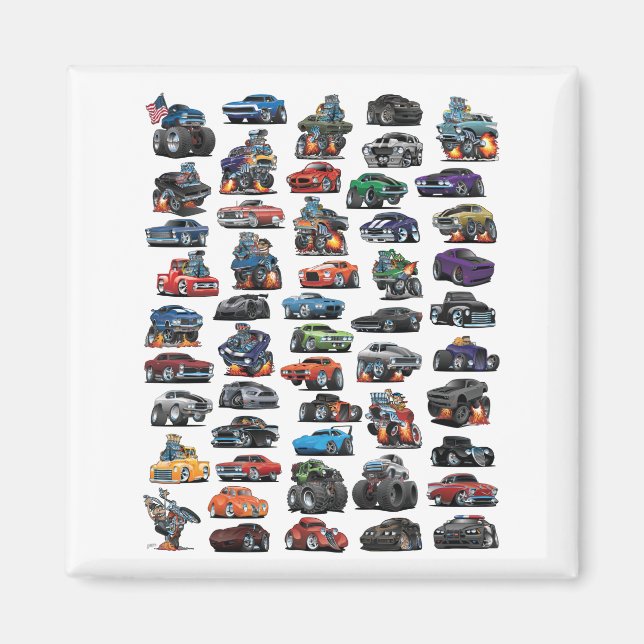 Íman Carros Musculares, Carros Clássicos, Caminhões e h (Frente)