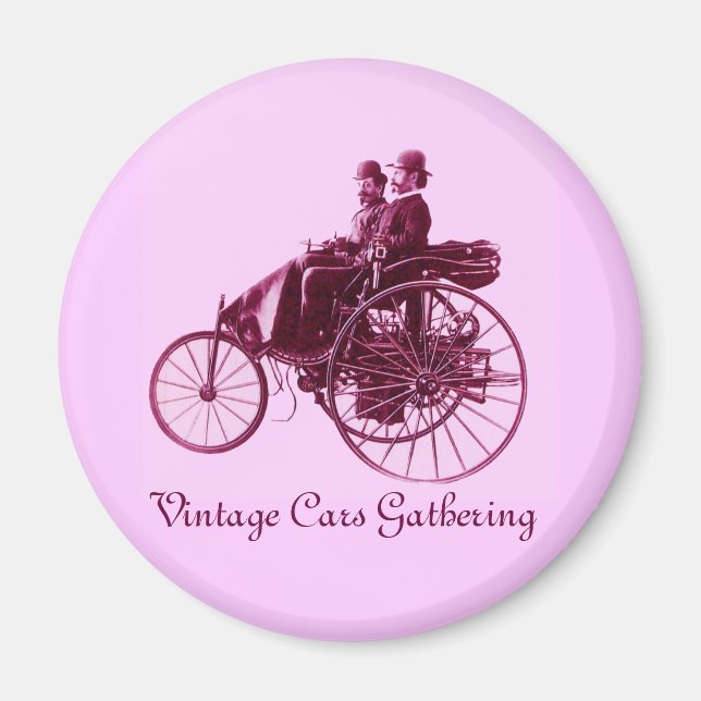 Íman Carros vintage Reunindo, roxo rosa violeta branco (Frente)