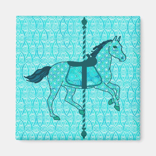Íman Carrossel Horse - Turquesa e Aqua (Frente)