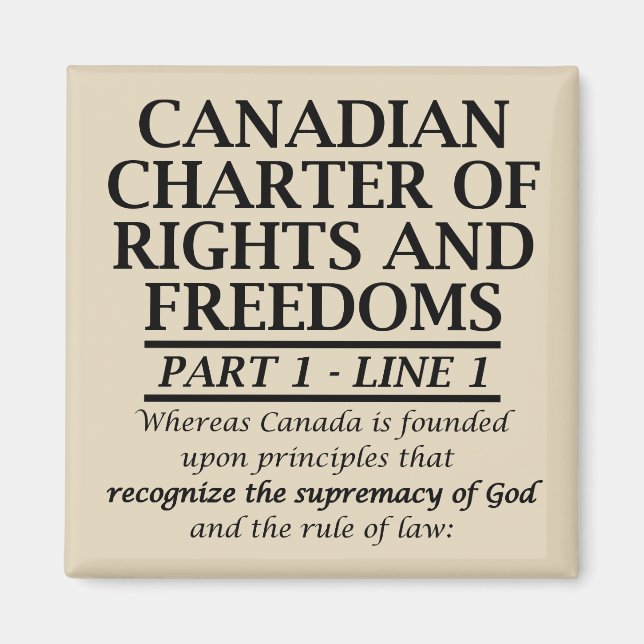 Íman Carta Canadense de Liberdade Religiosa Cristã (Frente)