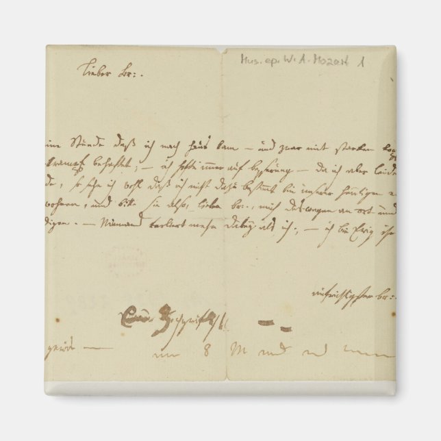 Íman Carta de Mozart a freemason, janeiro de 1786 (Frente)